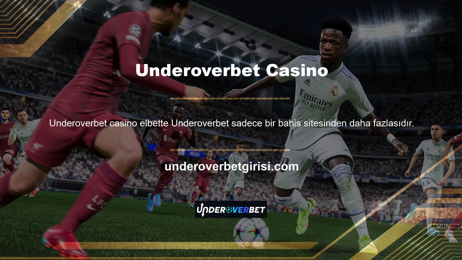 Underoverbet Casino, kullanıcılara spor bahislerinin yanı sıra çok çeşitli casino oyunları sunmaktadır